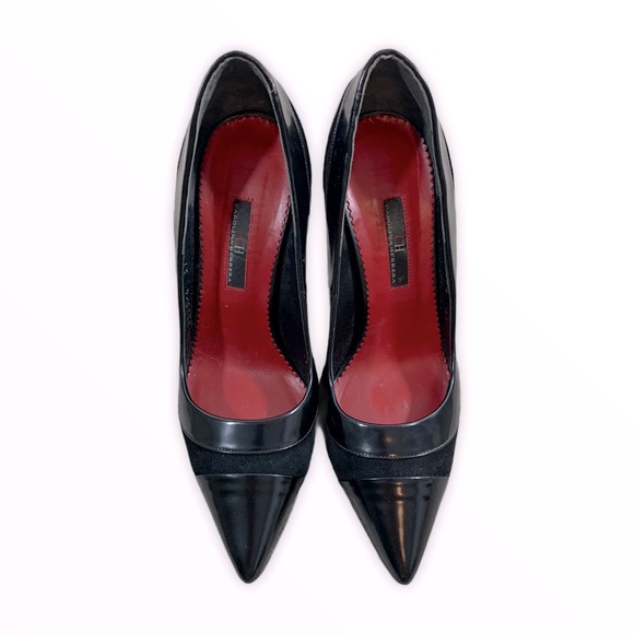 Carolina Herrera Black Suede and Satin High Heel - Picture 3 of 6